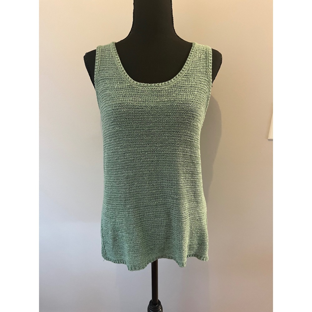 Soho New York & Co Sage Green Knit Tank Top Crisscross Back Sleeveless Sweater S